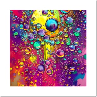 Liquid Rainbow Coloured Bubbles Posters and Art